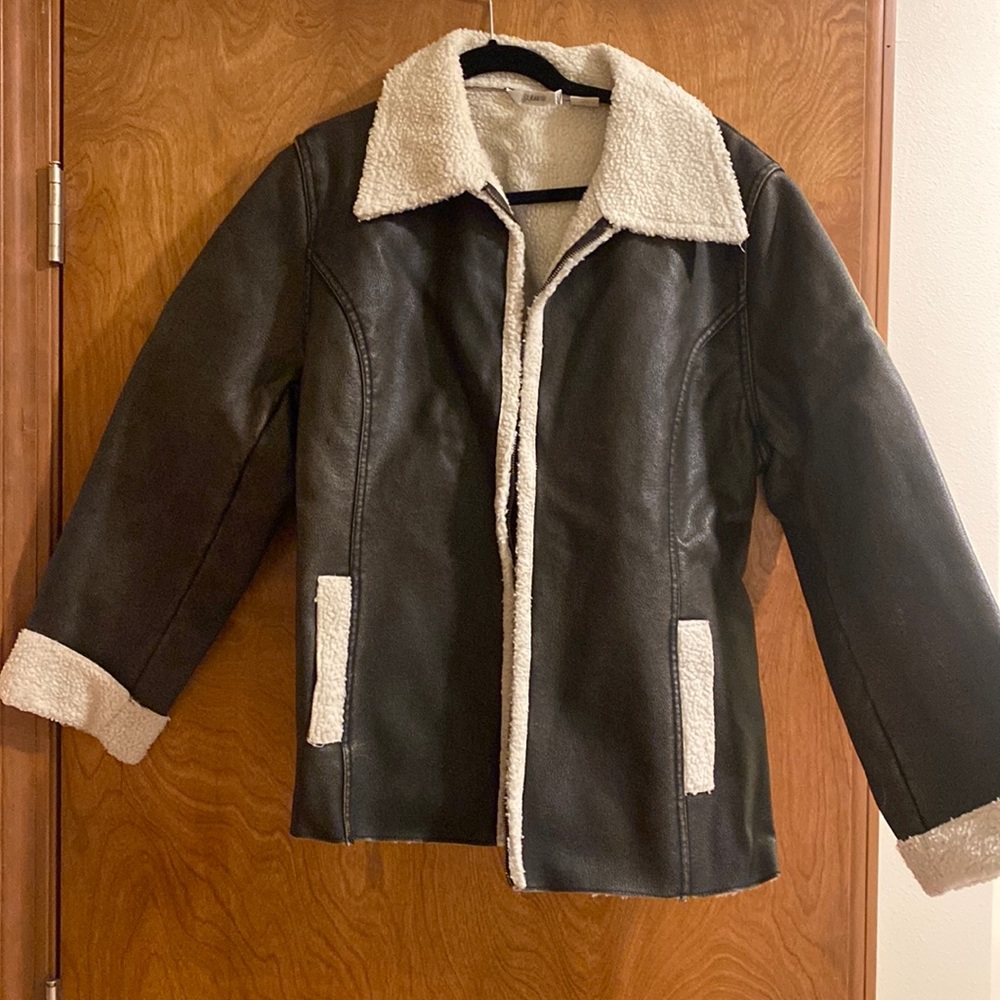 Fleece-lined leather jacket